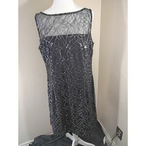 American Living Cocktail Dress Black Sequined Knee Length Sz 16 Prom Formal...